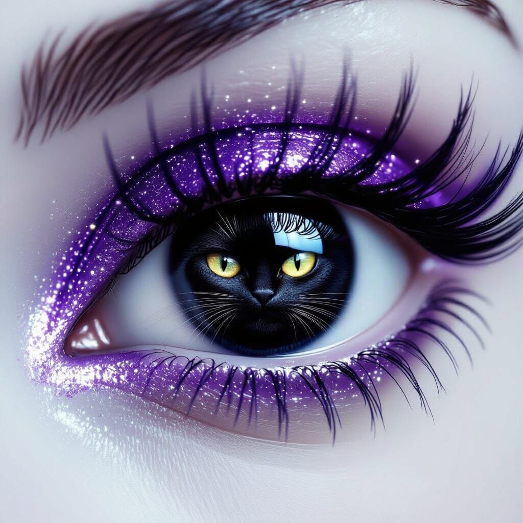 Macro Eye with Cat Reflection as Fantasy Art