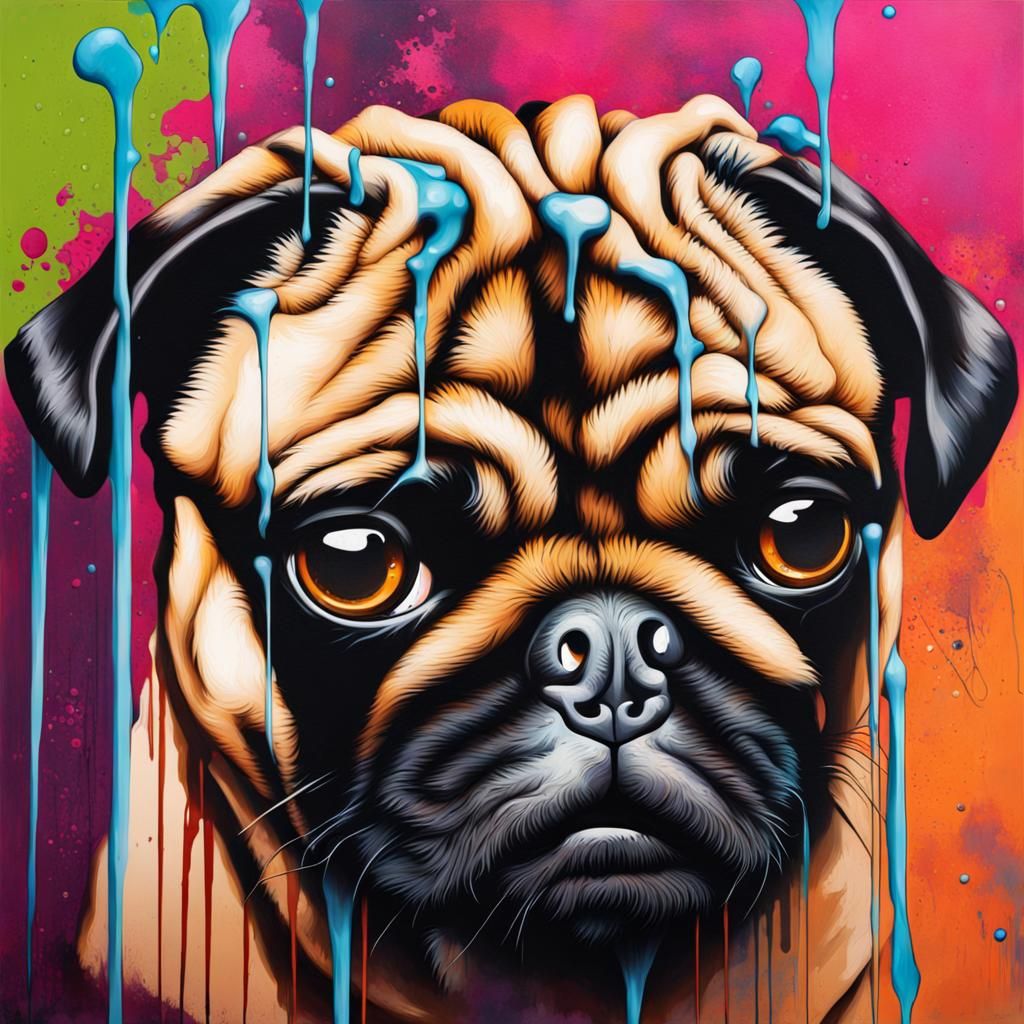 Colorful Graffiti Pug in Street Art Style