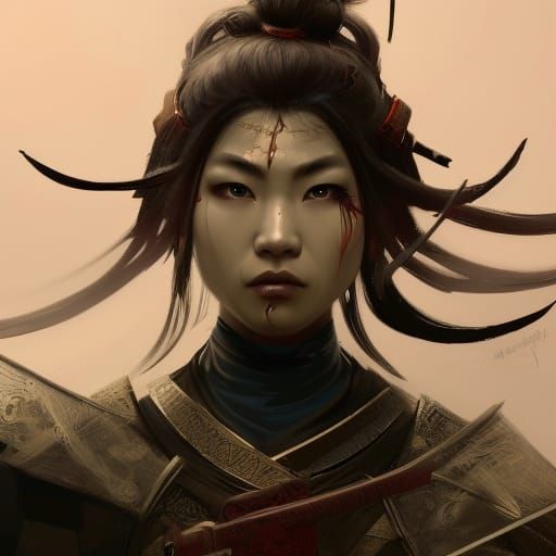 Hyperdetailed Samurai Portrait with Oni Art, 8K