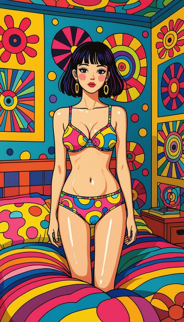 Colorful Underwear in Pop Surrealist Bedroom