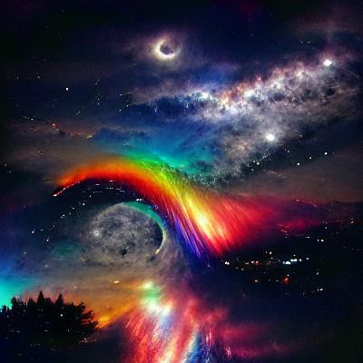 Vibrant Cosmic Rainbow in Starry Expanse