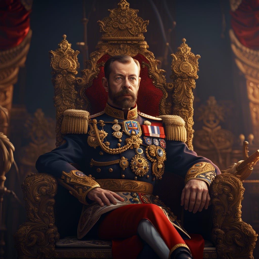 Tsar Nicholas II on Throne: Detailed Matte Painting