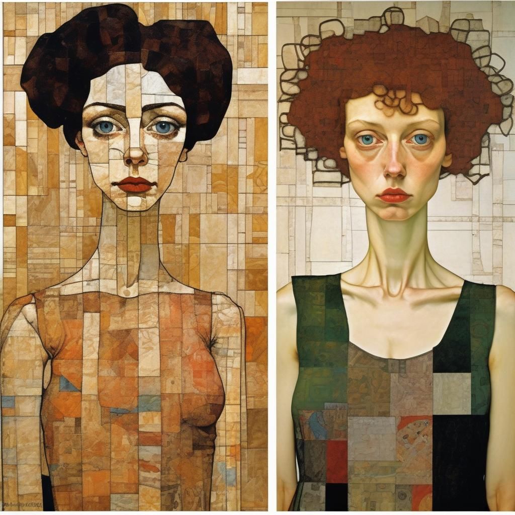 Intricate Collage of Anthropomorphic Women