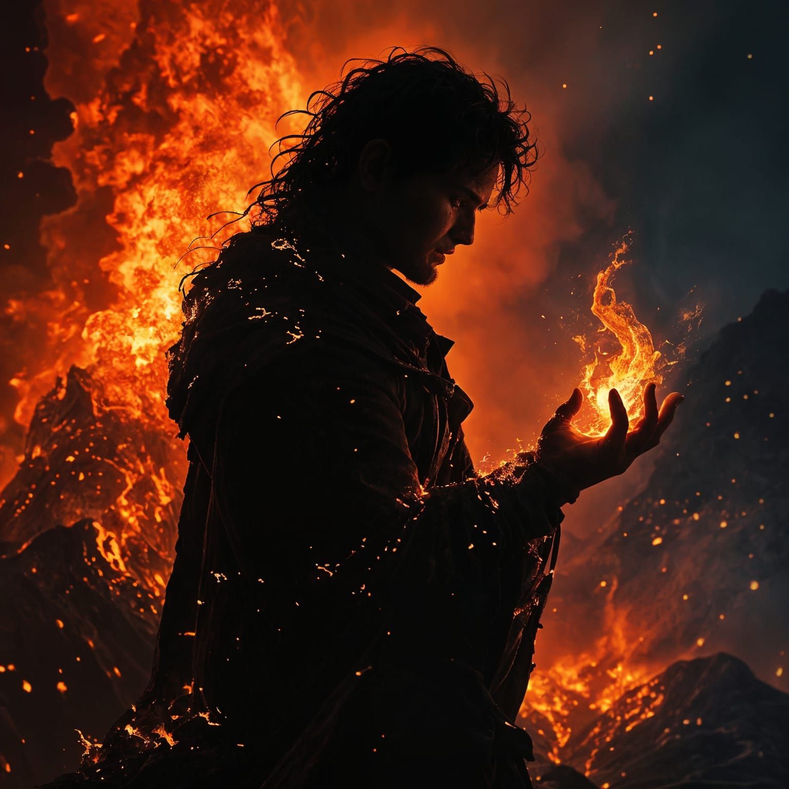 Fiery Volcanic Silhouette of Ring Bearer