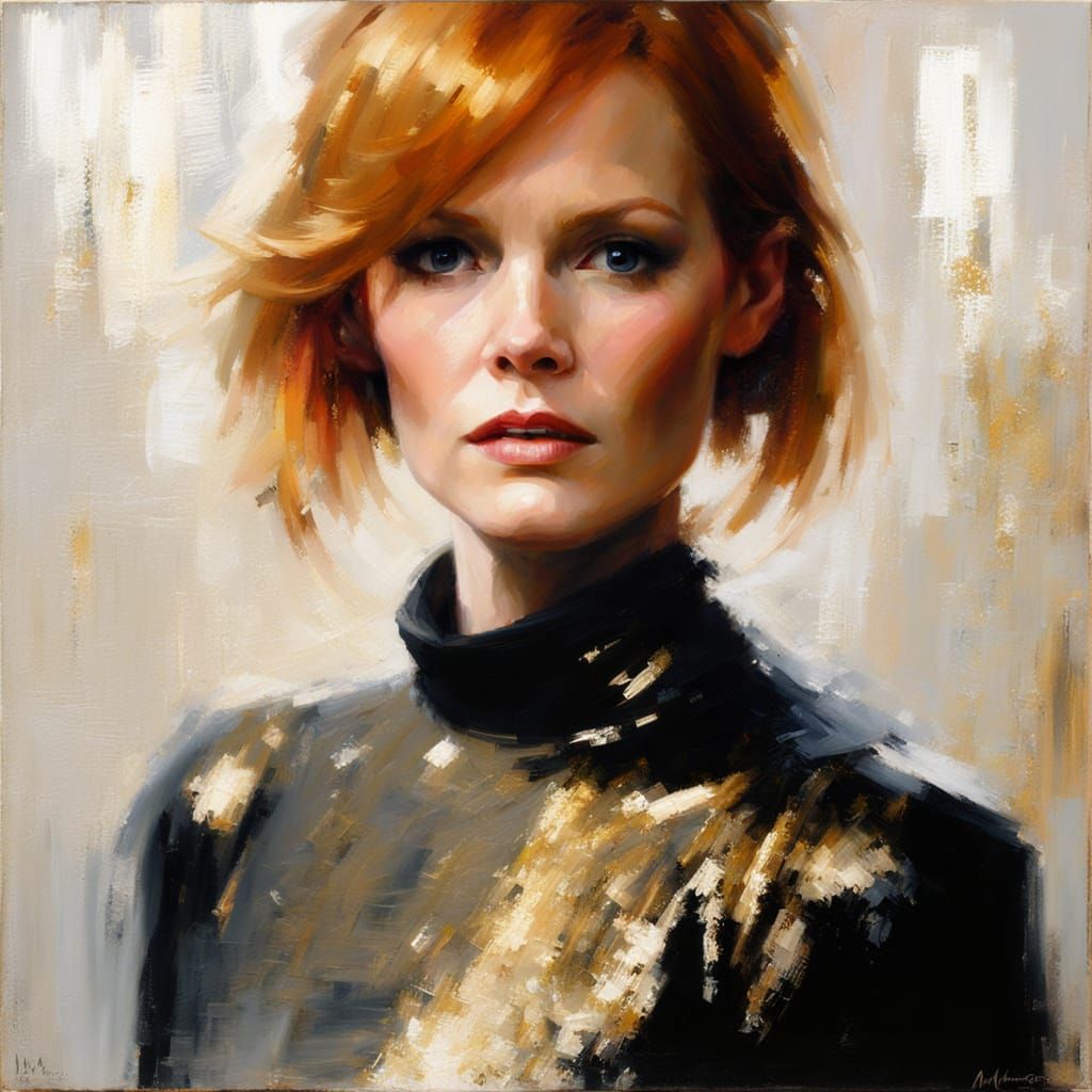 Impressionistic Portrait of Woman in Japanese Dress