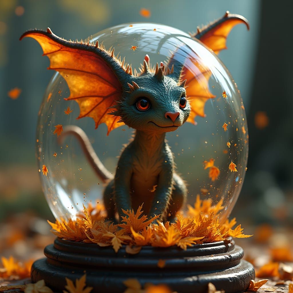 Halloween Creature in Glass Sphere, Digital Painting