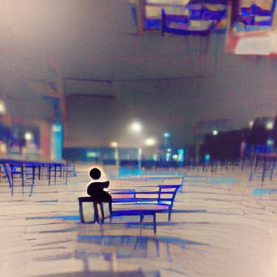 Solitary Figure in Desolate Landscape