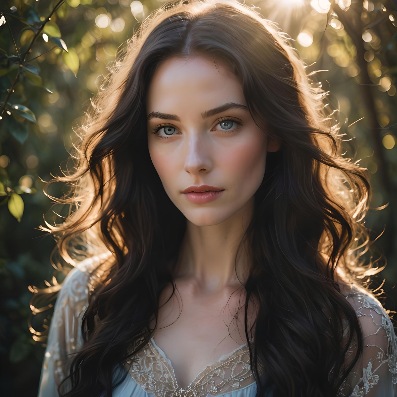 Magical Portrait of a Young Woman in Golden Hour
