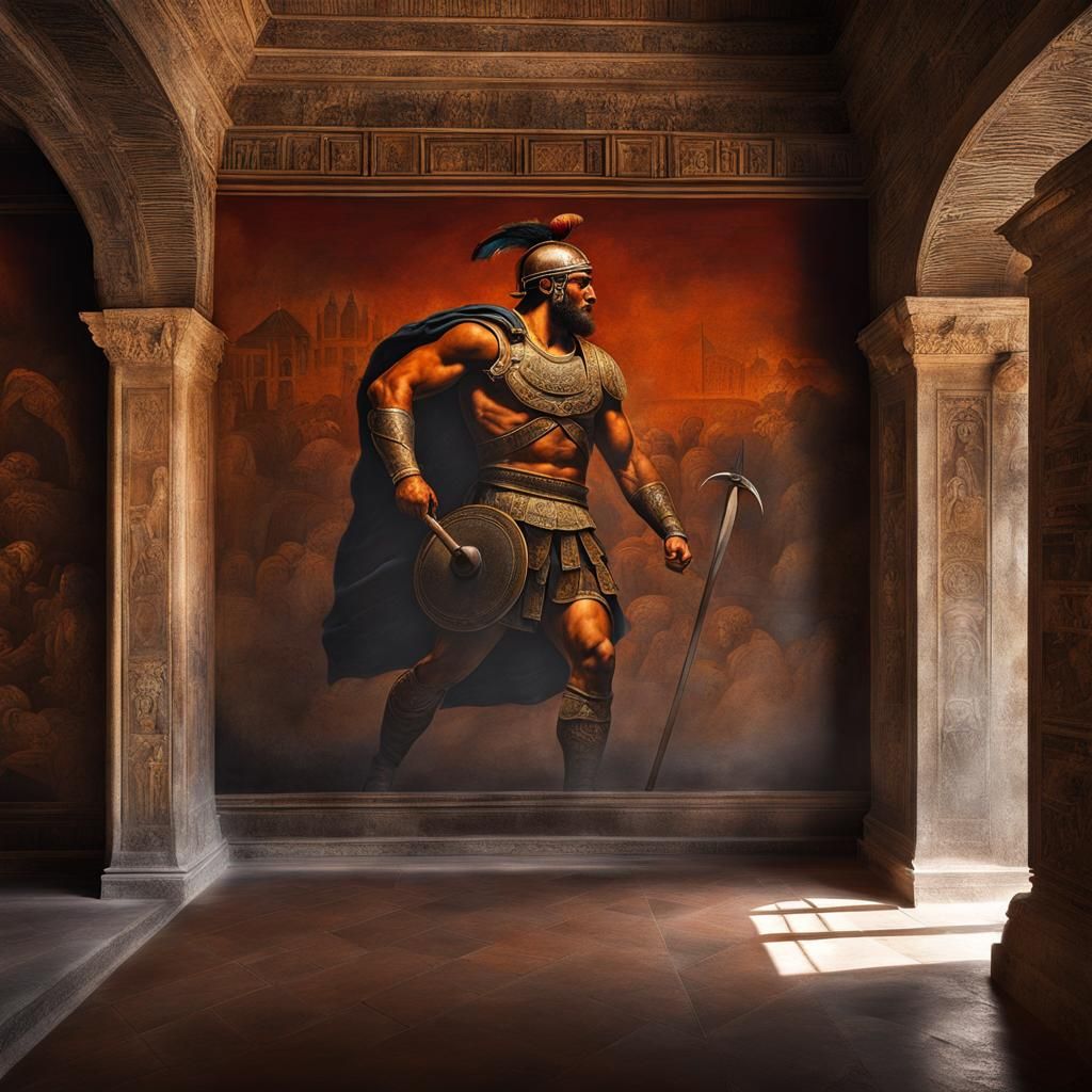 Fresco of an ancient Roman legionnaire