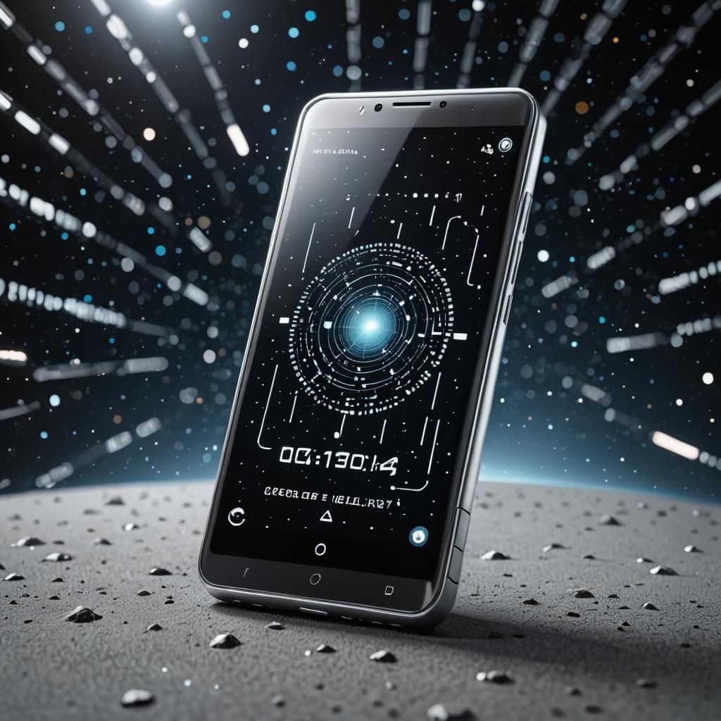Futuristic Space Smartphone in Zero-Gravity