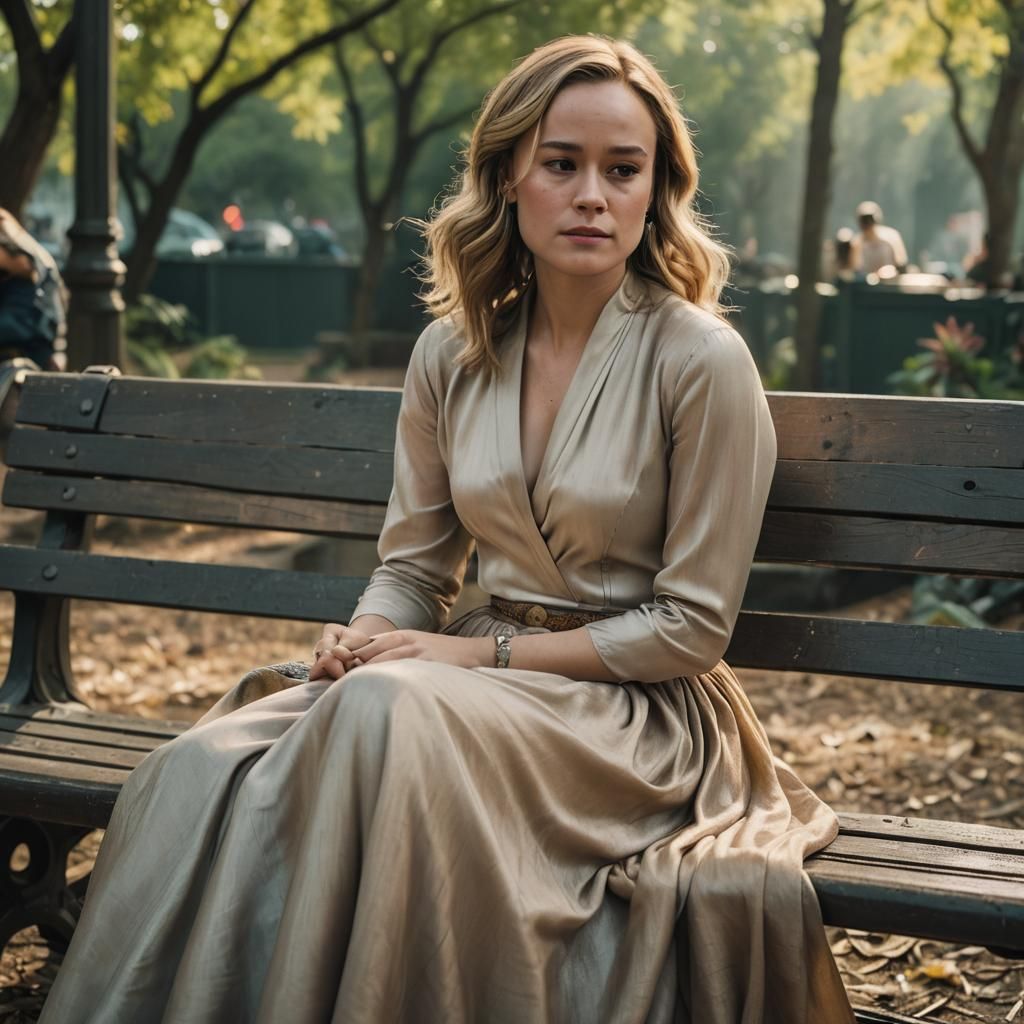 Brie Larson in Silk Skirt: Cinematic Film Still