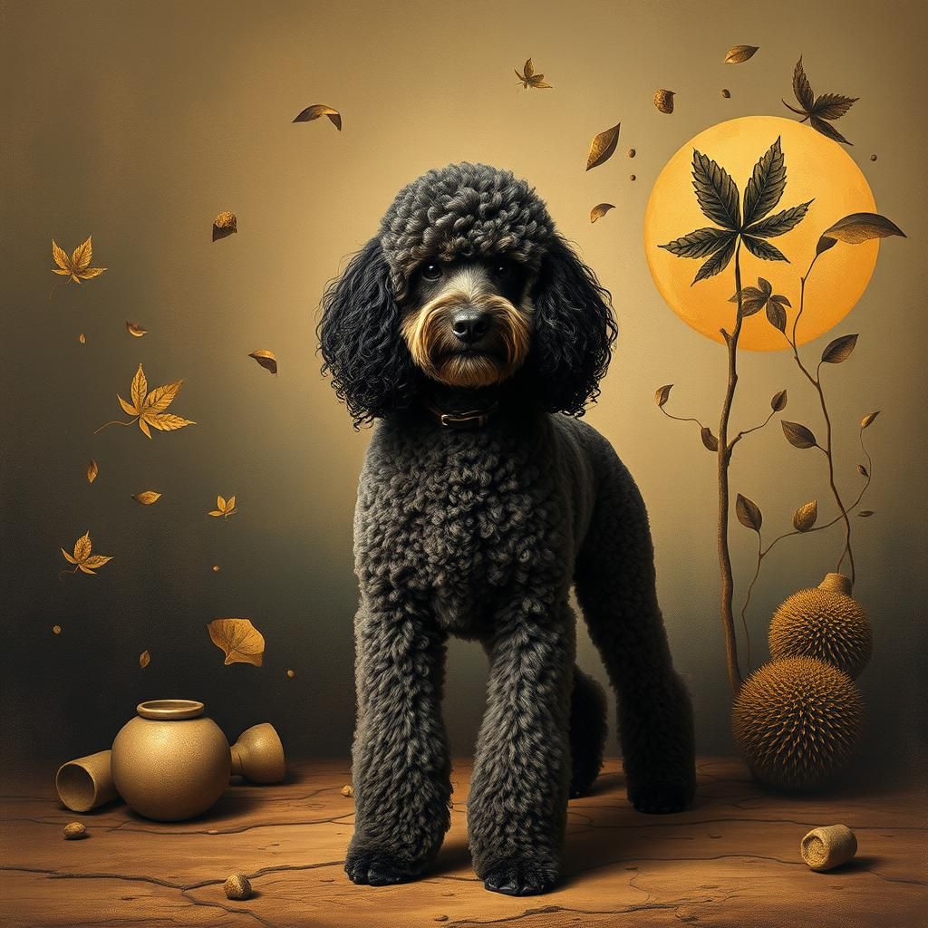 Poodle in Surreal Dreamscape, Max Ernst Style