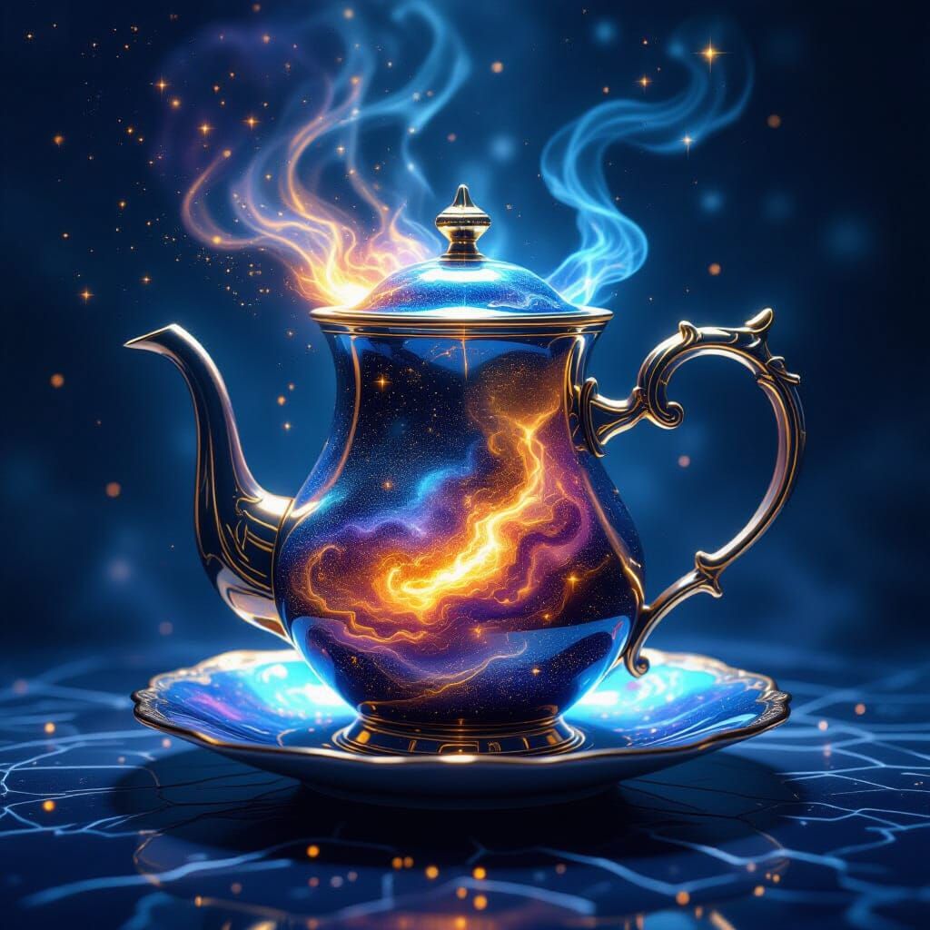 Cosmic Coffee Pot Overflowing with Stardust