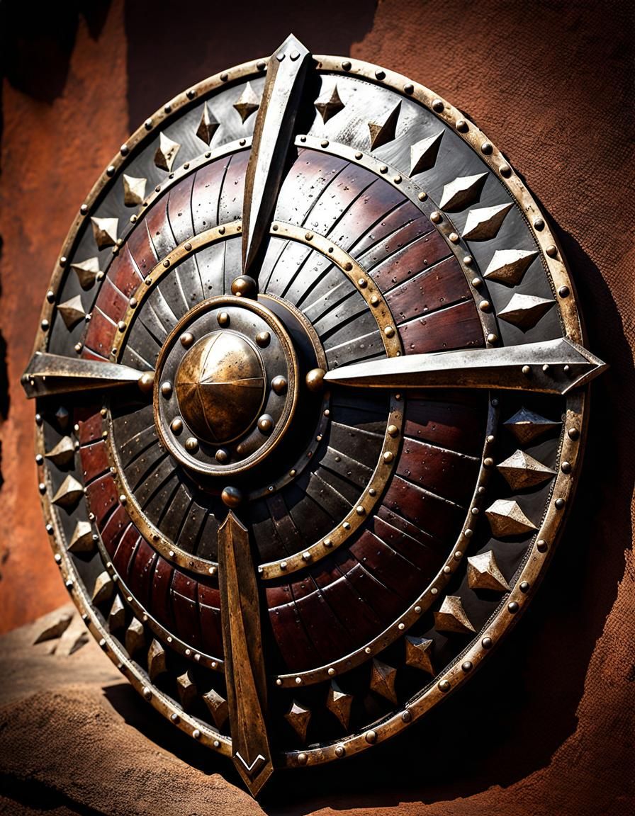 Distressed Antique Gladiator Shield in 3D