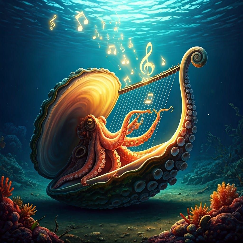 Octopus Concert: Underwater Harp Serenade