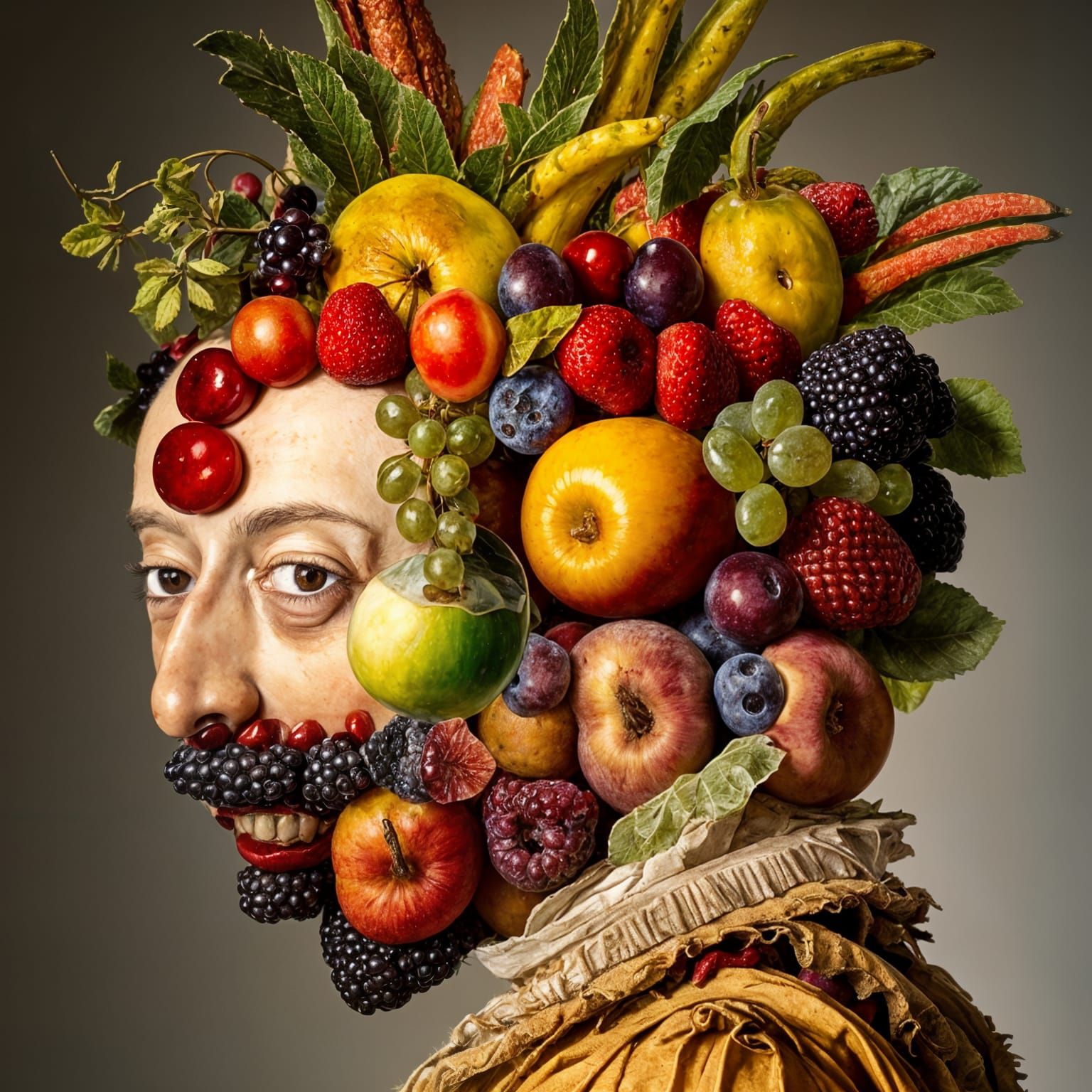 Fruit Man Portrait in Neoclassical Style