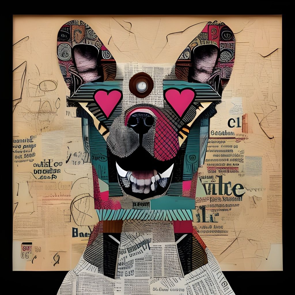 Dog Collage in Mid-Century Modern Style