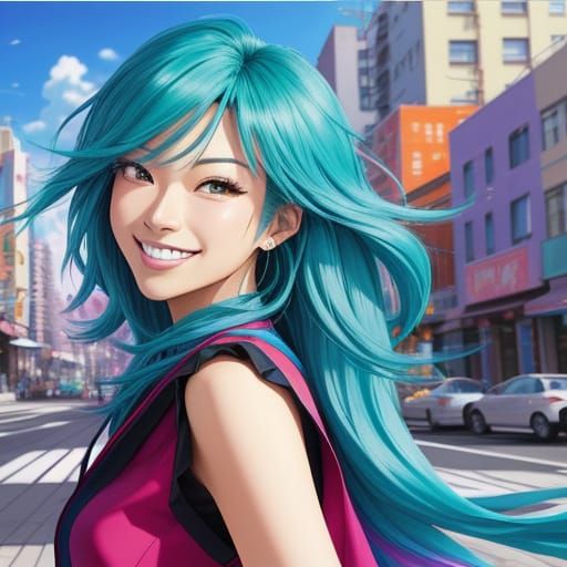 Cool Hairstylist in Vibrant Anime Style