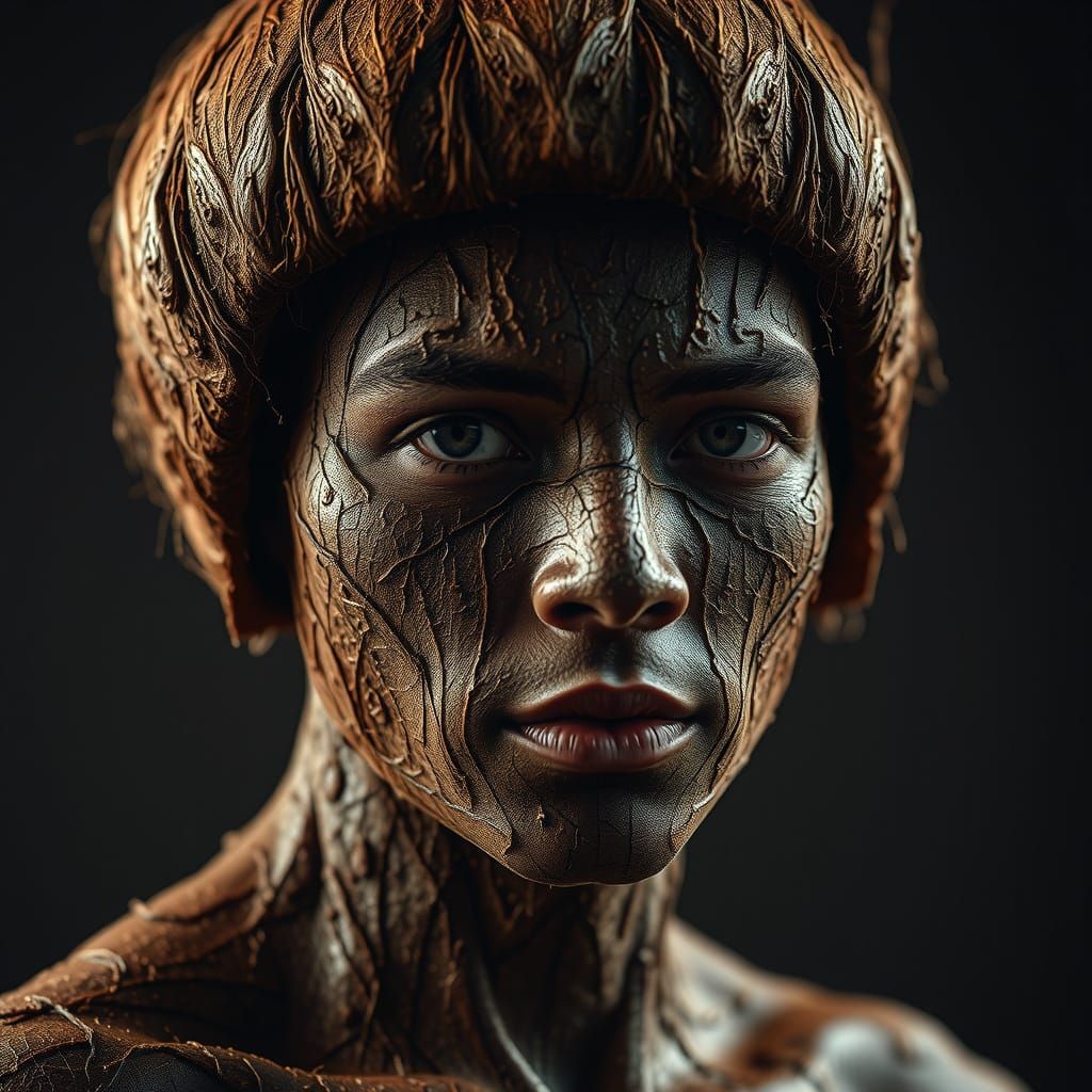 Surreal Coconut Portrait in Hyper-Realistic Digital Art