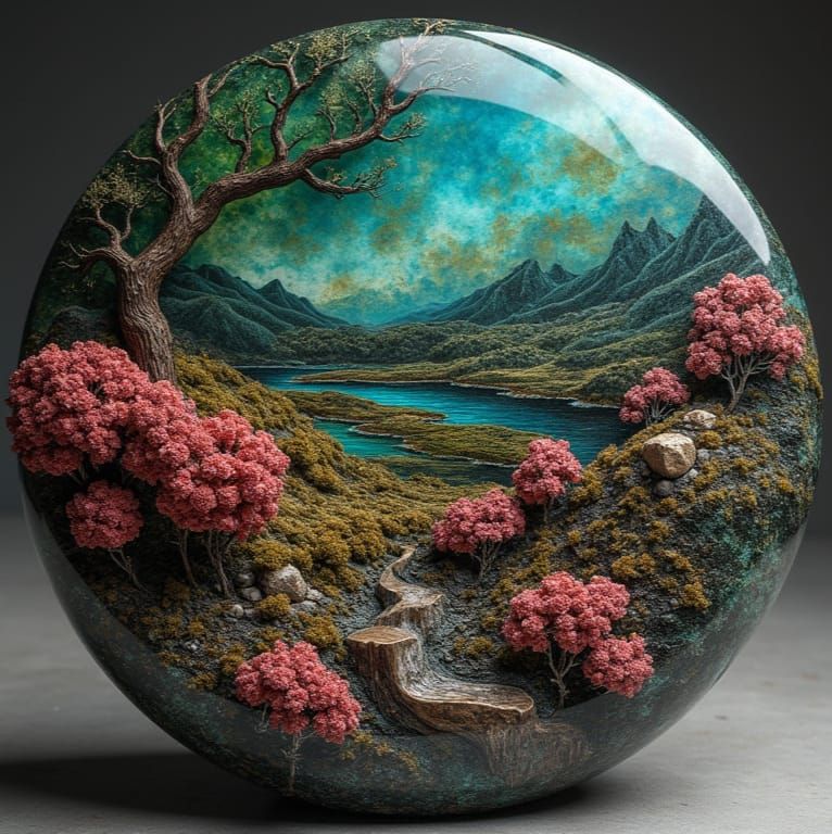 Gemstone Landscape in Iridescent Style