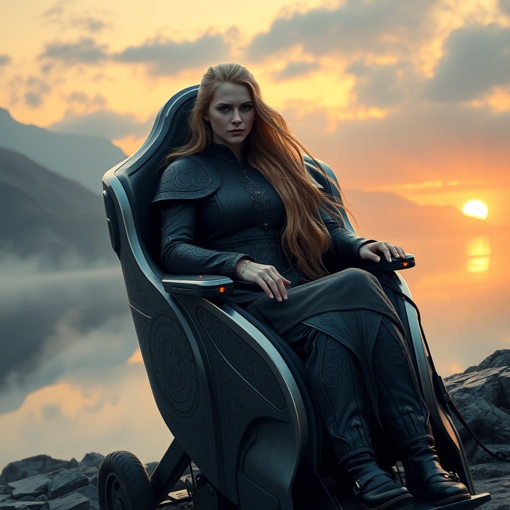 Regal Viking Woman in Electric Wheelchair, Inspired by Sci-F...