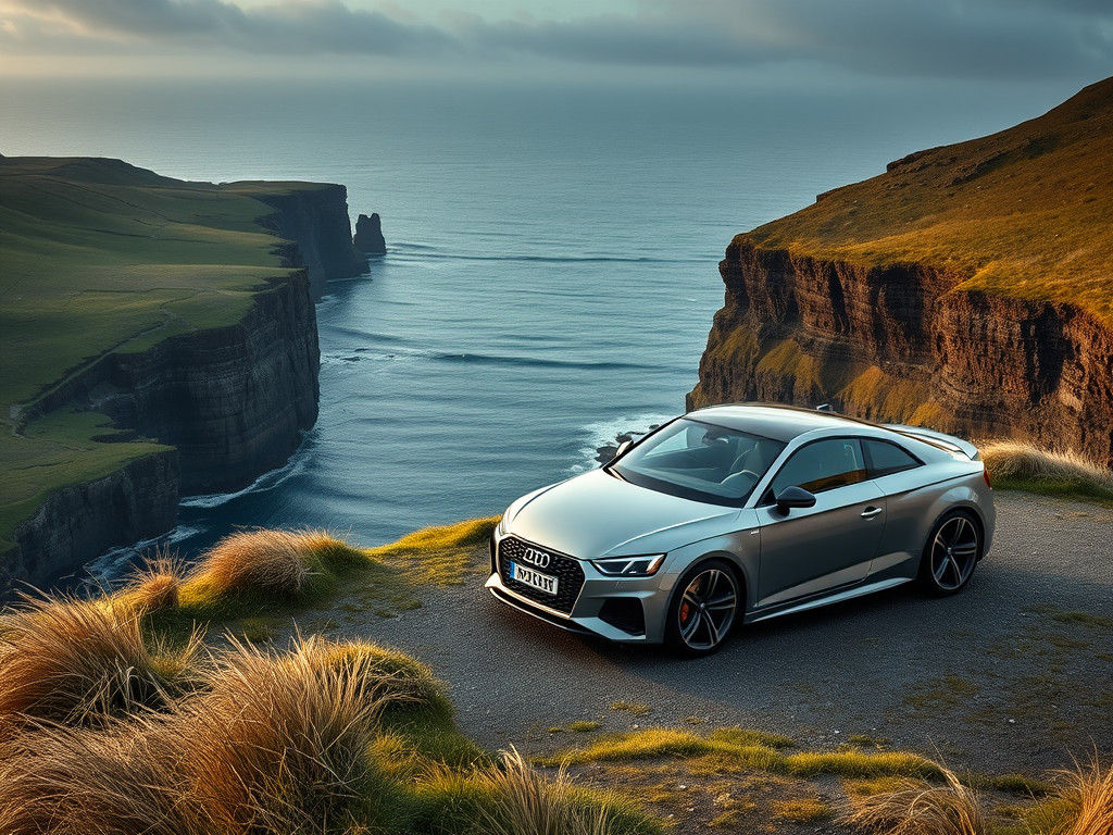 Audi on Irish Coast at Sunset in 8K