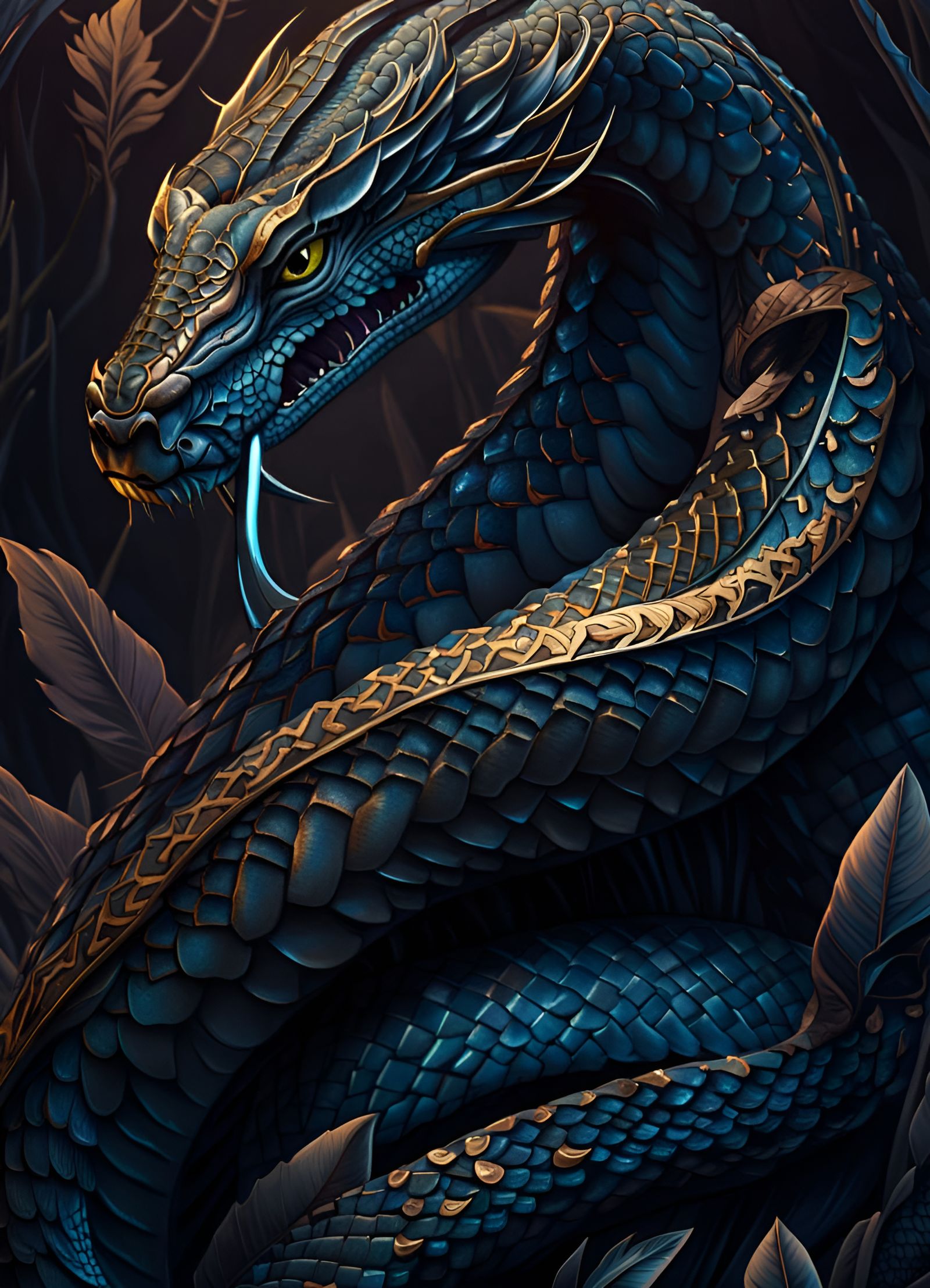 Naga Snake Warrior with Daggers in Ominous Lighting