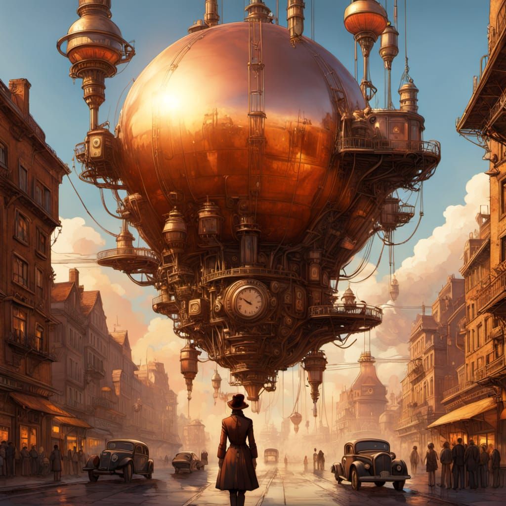 Steampunk Woman with Clockwork Prosthetics in Golden Light