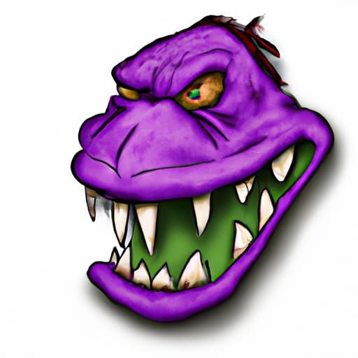 Detailed Purple Zombie with Rotting Flesh and Teeth