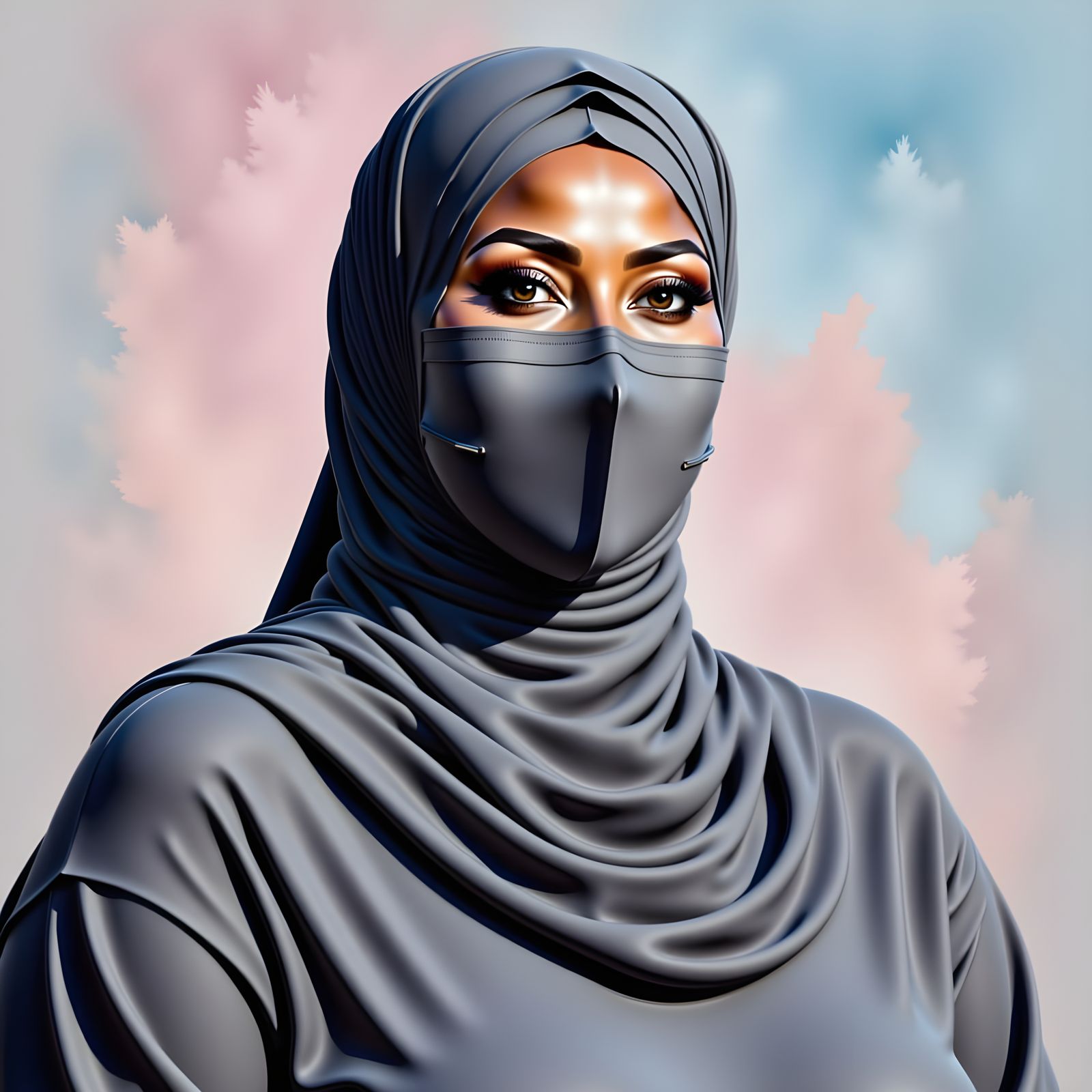 Portrait of a Hijabi Woman with Mask