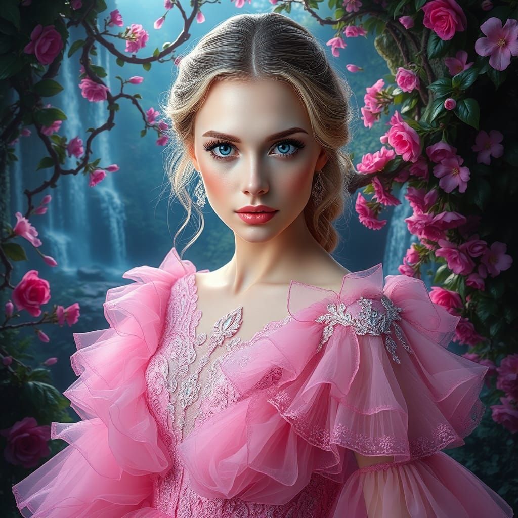Enchanting Pink Glamour in High-Fantasy Dreamscape
