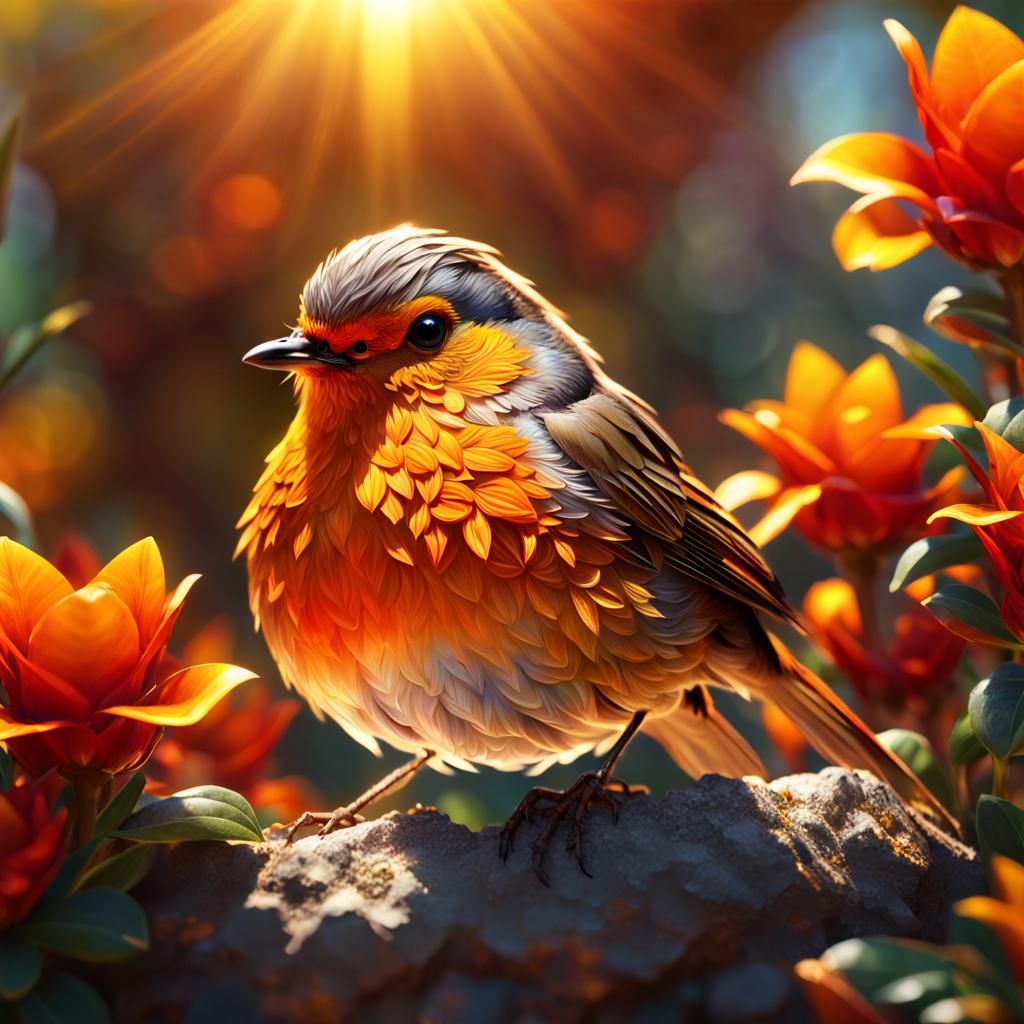 Crystal Robin with Jamaican Floral Backdrop