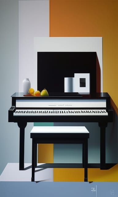 Minimalist Piano: Contemporary Still Life in Acrylic