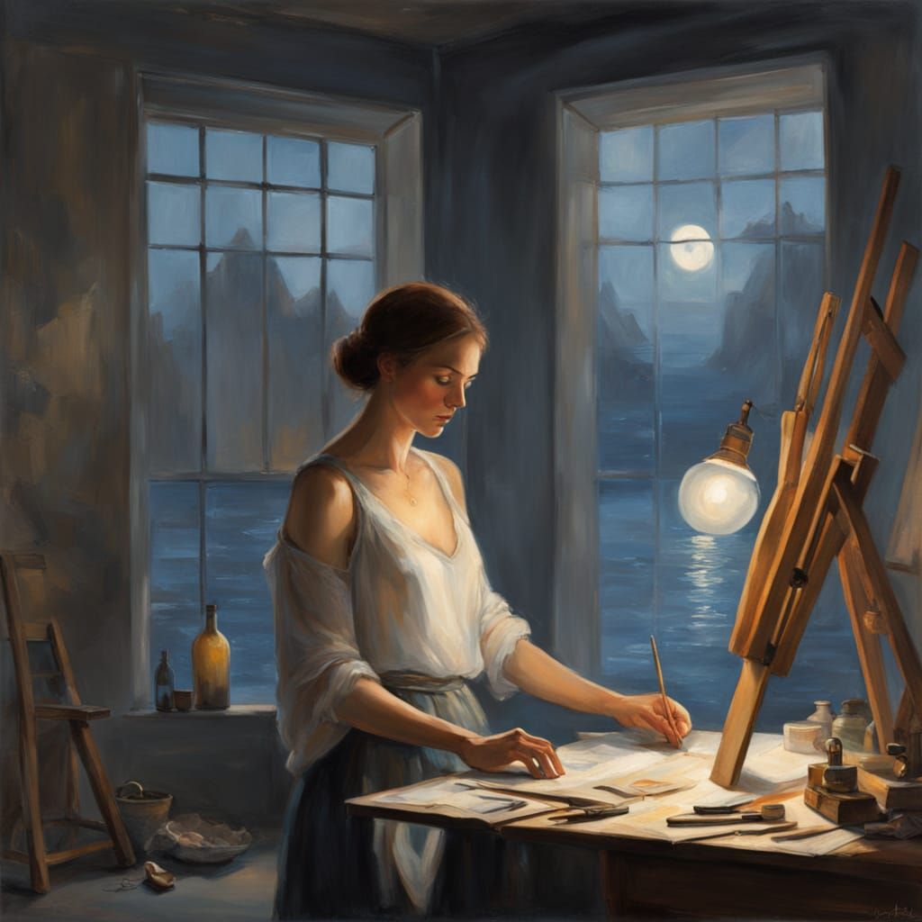 Classical Renaissance Style Nude in Artist's Studio