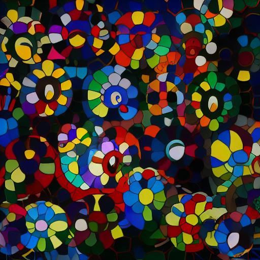 Kaleidoscopic River Garden in Surreal Pop Art Style