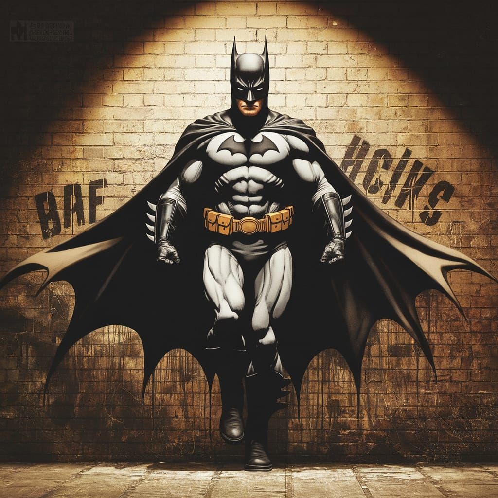 Batman Graffiti Painting in Banksy Style