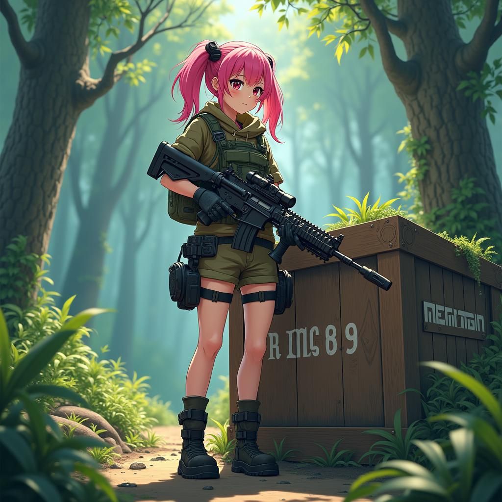 Anime Girl in Tactical Gear, Fantasy Concept Art