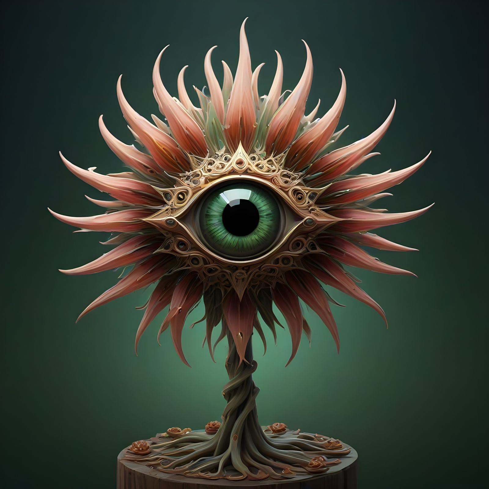 Surrealistic Flower in Geometric Dreamscape