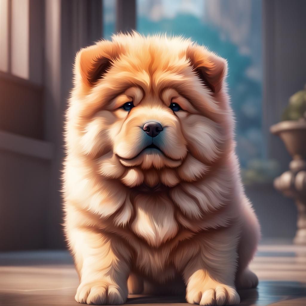 Hyperdetailed Chow Chow Puppy Portrait in Unreal Engine 5