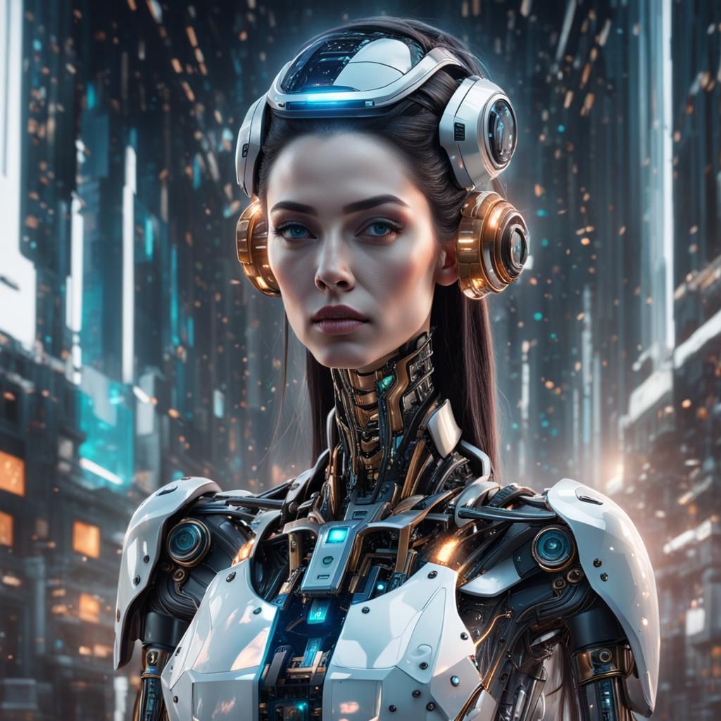 Captivating AI Girl in High-Tech Environment