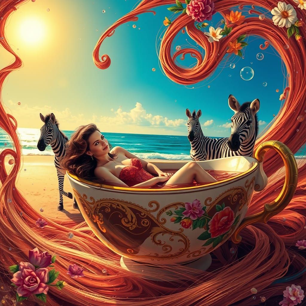 Brigitte Bardot in Chocolate Bath, Surreal Pop Art