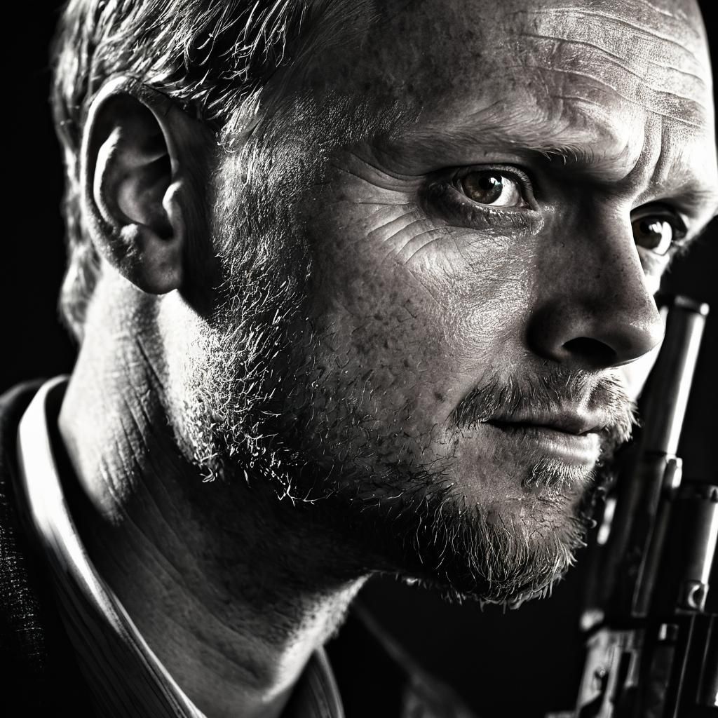 Gritty Gangster Portrait in Film Noir Style