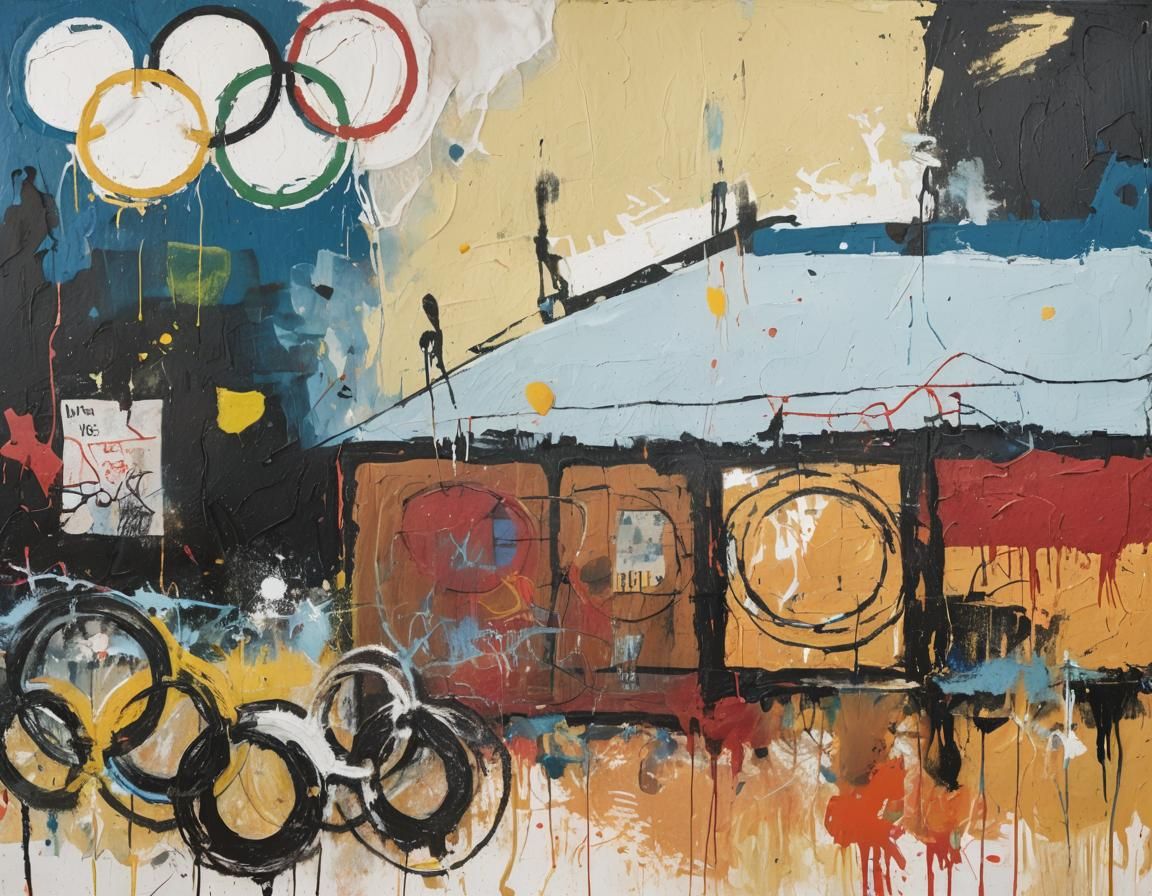 Olympic Rings in Neo-Expressionist Style