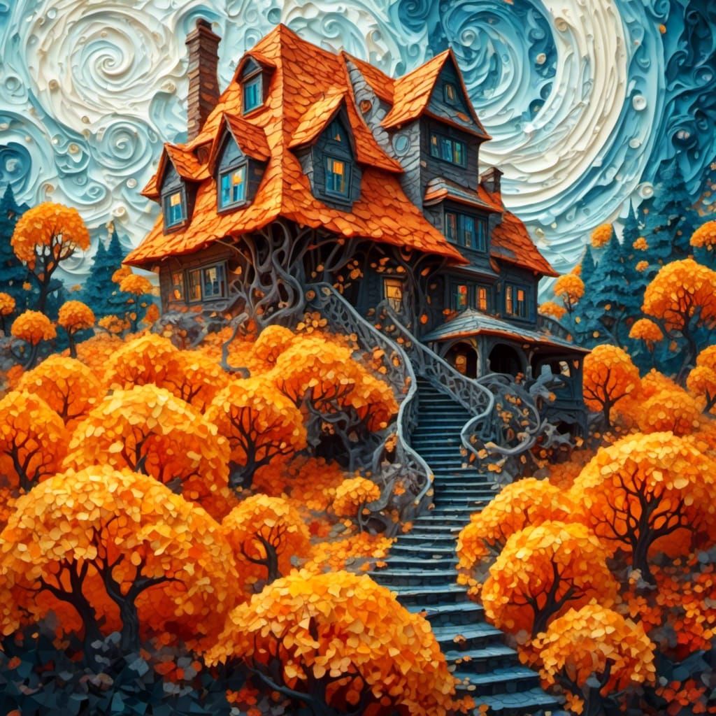 Ascending to Sky: Impasto Digital Art with Lora