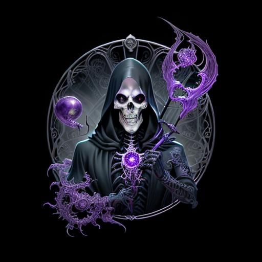 Futuristic Grim Reaper with Ruby Filigree