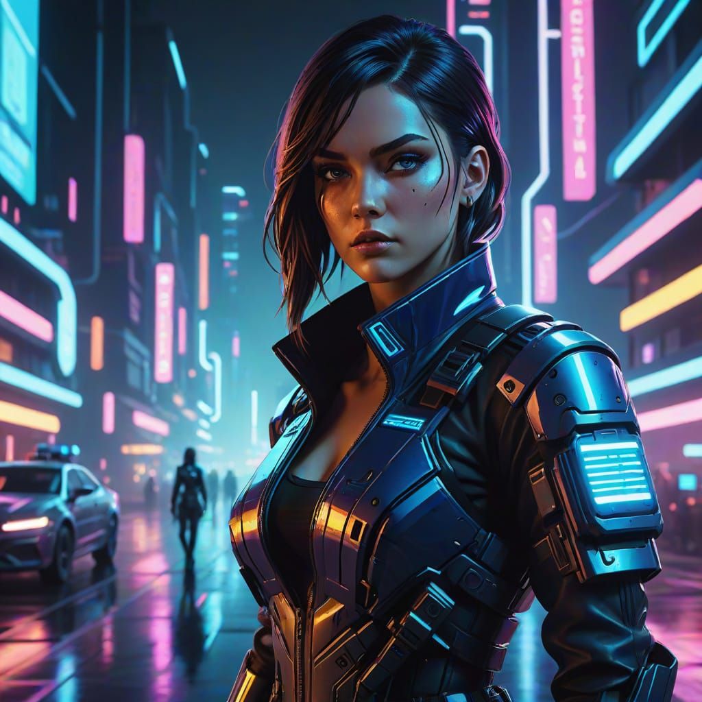 Cyberpunk Caitlyn in Futuristic Piltover