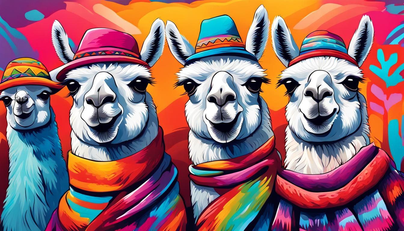 Vibrant Llamas in Andean Splendor