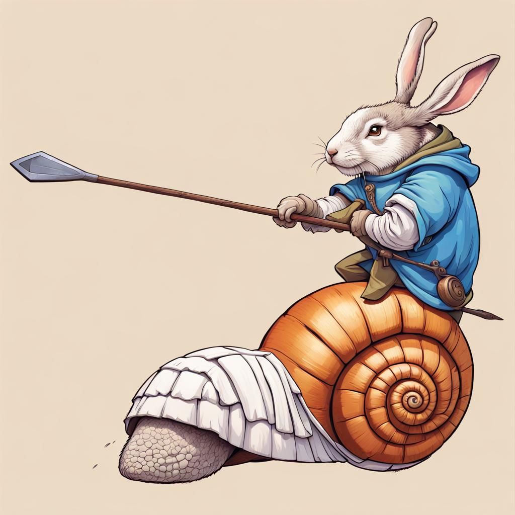 A medieval rabbit, dressed as a peasant, swinging an axe is ...