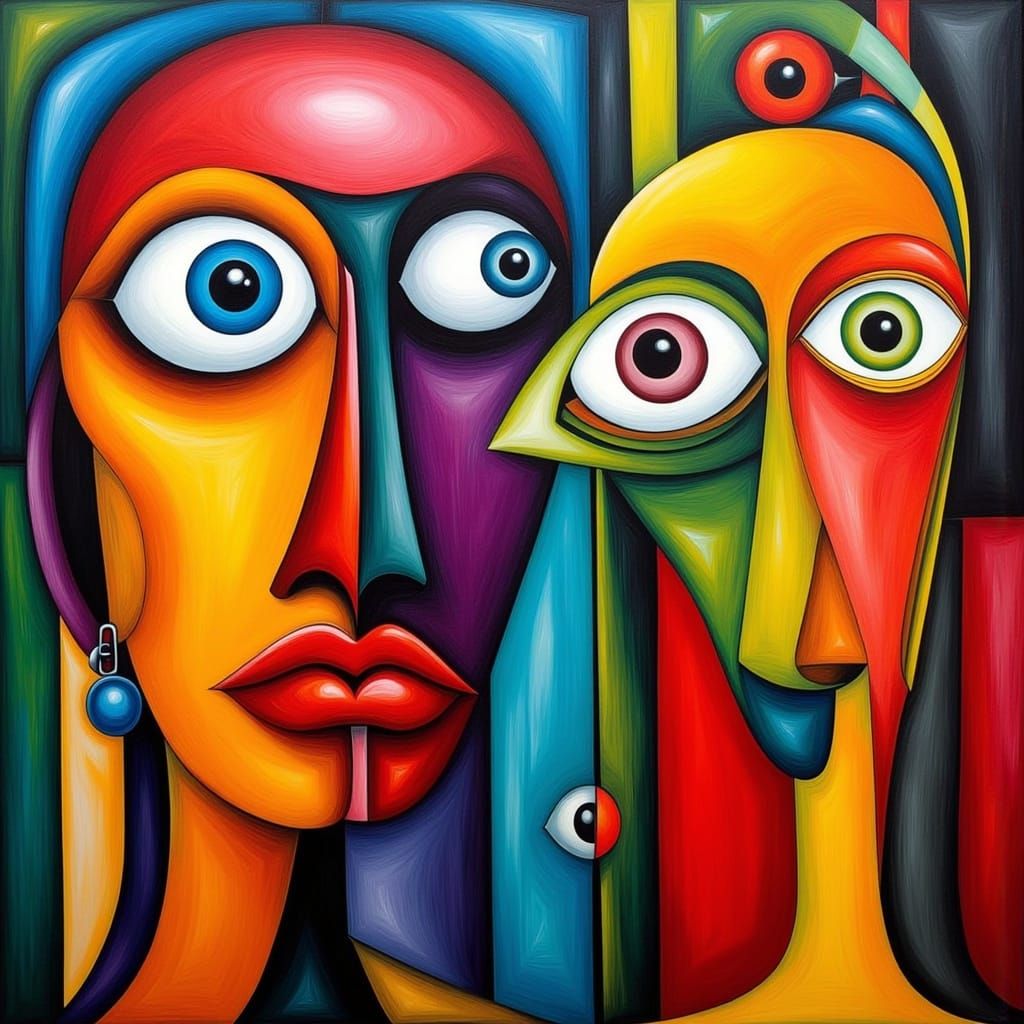 Tim Burton Style Cartoon with Abstract African Art and Funny...