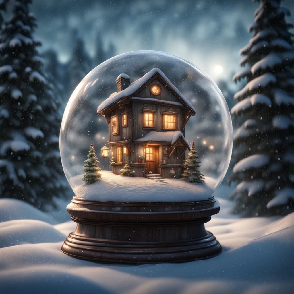 Cozy Cottage in Snowglobe: Fantasy Concept Art
